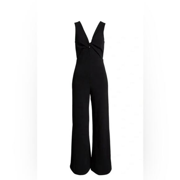 Woman’s Leith Knot Front V back  Black Jumpsuit Size Medium - Picture 1 of 7